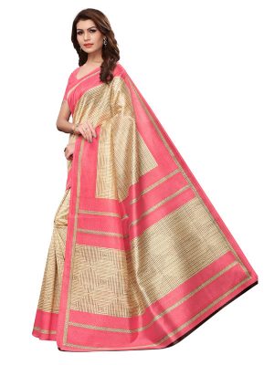 Masti Chiku Printed Mysore Art Silk Kanjivaram Sarees With Blouse