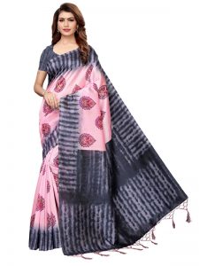 Nagma Pan Peach Printed Mysore Art Silk Kanjivaram Sarees With Blouse