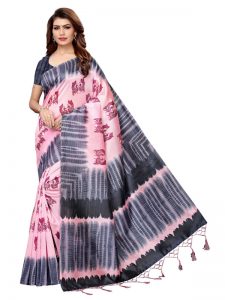 Nagma Twins Peach Printed Mysore Art Silk Kanjivaram Sarees With Blouse