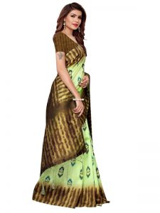 Nagma Flower Pista Printed Mysore Art Silk Kanjivaram Sarees With Blouse