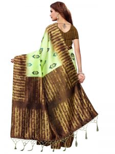 Nagma Flower Pista Printed Mysore Art Silk Kanjivaram Sarees With Blouse