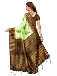 Nagma Hathi Pista Printed Mysore Art Silk Kanjivaram Sarees With Blouse