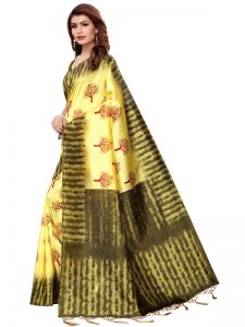 Nagma Tree Lemon Printed Mysore Art Silk Kanjivaram Sarees With Blouse