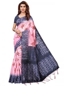 Nagma Tree Peach Printed Mysore Art Silk Kanjivaram Sarees With Blouse