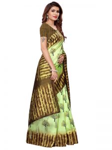 Nagma Tree Pista Printed Mysore Art Silk Kanjivaram Sarees With Blouse