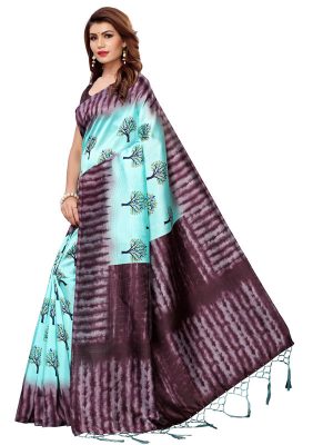 Nagma Tree Rama Printed Mysore Art Silk Kanjivaram Sarees With Blouse