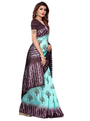 Nagma Tree Rama Printed Mysore Art Silk Kanjivaram Sarees With Blouse