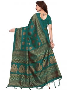 Rajhans Green Printed Mysore Art Silk Kanjivaram Sarees With Blouse