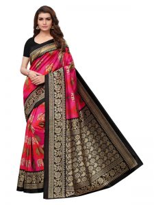 Saanvika Elephant 02 Printed Mysore Art Silk Kanjivaram Sarees With Blouse