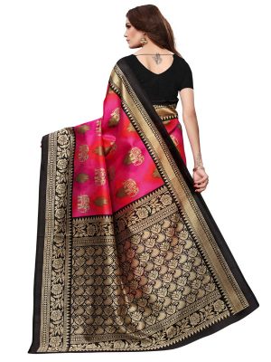 Saanvika Elephant 02 Printed Mysore Art Silk Kanjivaram Sarees With Blouse