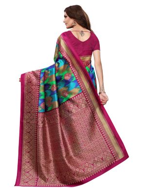 Saanvika Leaf 01 Printed Mysore Art Silk Kanjivaram Sarees With Blouse