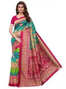 Saanvika Peacock 01 Printed Mysore Art Silk Kanjivaram Sarees With Blouse