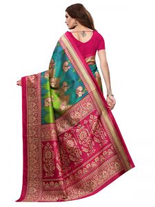 Saanvika Peacock 01 Printed Mysore Art Silk Kanjivaram Sarees With Blouse