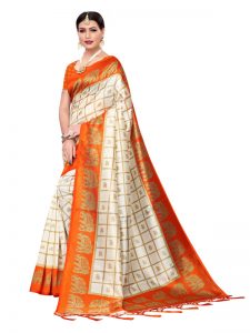 Wedding Fenta Printed Mysore Art Silk Kanjivaram Sarees With Blouse