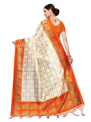 Wedding Fenta Printed Mysore Art Silk Kanjivaram Sarees With Blouse