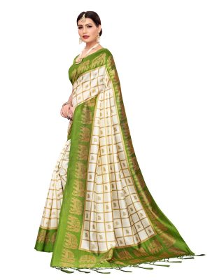 Wedding Mehendi Printed Mysore Art Silk Kanjivaram Sarees With Blouse