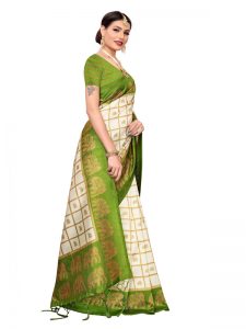 Wedding Mehendi Printed Mysore Art Silk Kanjivaram Sarees With Blouse