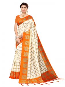 Wedding Peacock Fenta Printed Mysore Art Silk Kanjivaram Sarees With Blouse