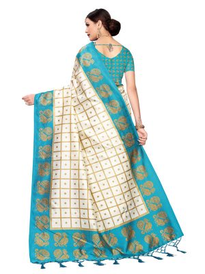 Wedding Peacock Rama Printed Mysore Art Silk Kanjivaram Sarees With Blouse