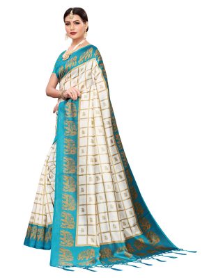 Wedding Rama Printed Mysore Art Silk Kanjivaram Sarees With Blouse