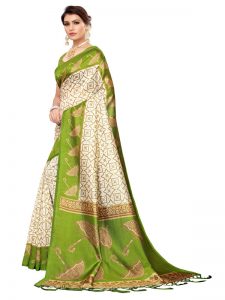 Wedding Umbrella Mehendi Printed Mysore Art Silk Kanjivaram Sarees With Blouse