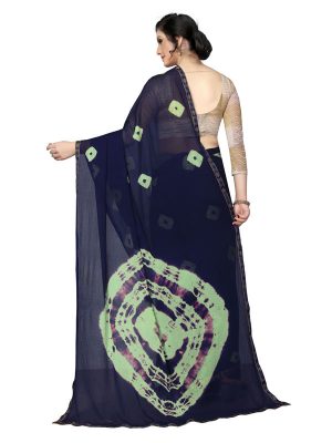 Beautiful Navy Shiffon Saree With Blouse