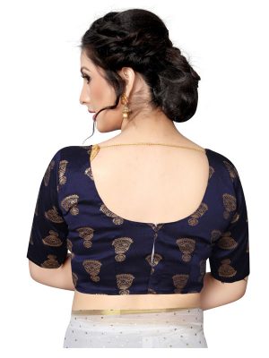 Bundi Navy Shiffon Saree With Blouse