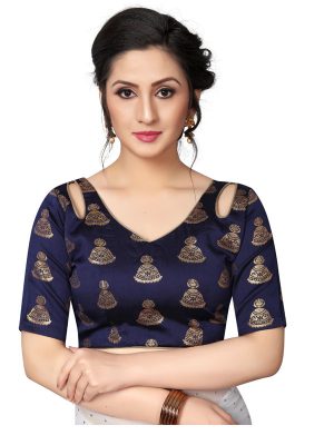 Bundi Navy Shiffon Saree With Blouse