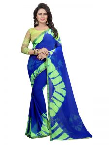 Green Women Shiffon Saree With Blouse