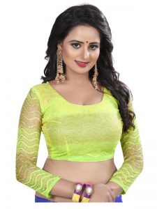 Green Women Shiffon Saree With Blouse