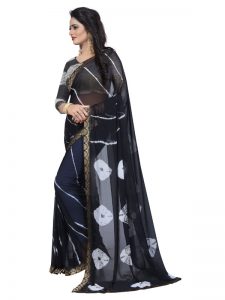 Jaquard Black Shiffon Saree With Blouse