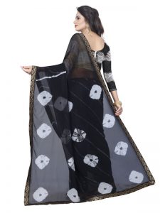 Jaquard Black Shiffon Saree With Blouse