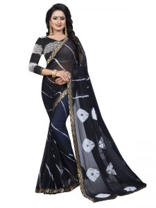 Jaquard Black Shiffon Saree With Blouse