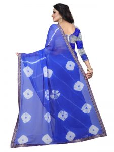 Jaquard Blue Shiffon Saree With Blouse