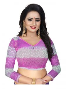 Jaquard Pink Shiffon Saree With Blouse