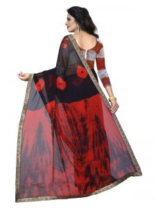 Jaquard Red Shiffon Saree With Blouse