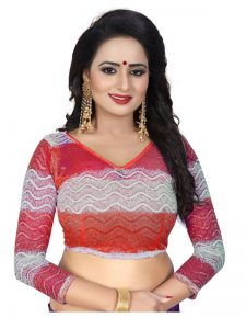 Jaquard Red Shiffon Saree With Blouse