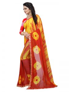 Jaquard Yellow Shiffon Saree With Blouse