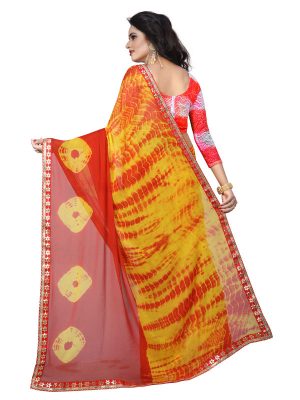 Jaquard Yellow Shiffon Saree With Blouse