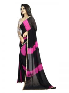 Lehariya Black Pink Shiffon Saree With Blouse