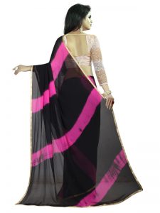 Lehariya Black Pink Shiffon Saree With Blouse