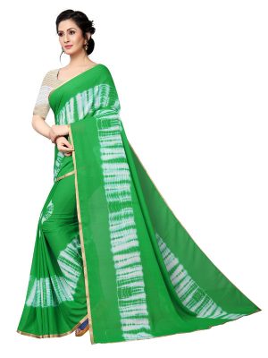 Shading Green Shiffon Saree With Blouse