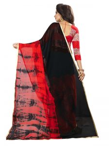 Sprinkle Red Shiffon Saree With Blouse