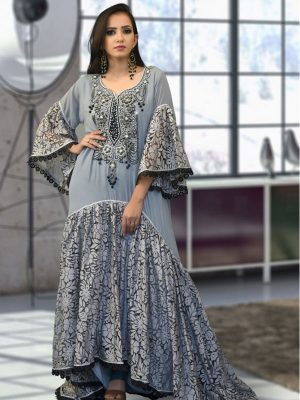 Maxi Dress Style Gray Color Kaftan