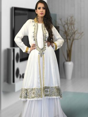 White Color Abaya Maxi Dress