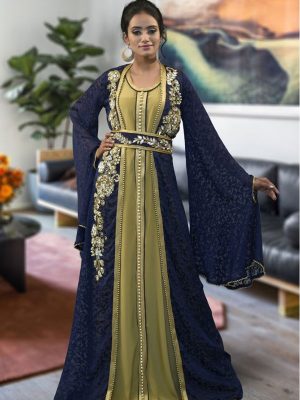 Dark Blue Color Moroccan Style Kaftan