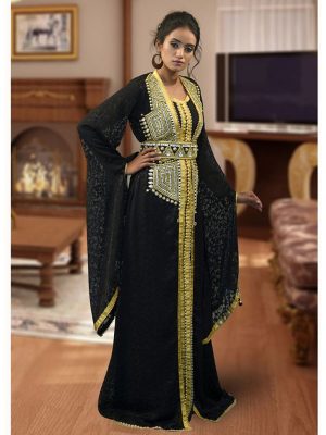 Black Color Moroccan Style Party Wear Dress