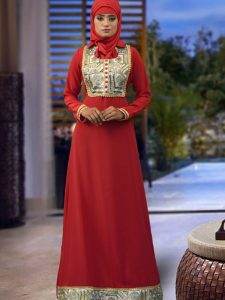 Red Color Embroidered Kaftan