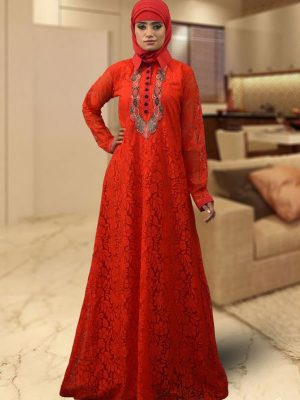 Trendy Red Color Style Kaftan