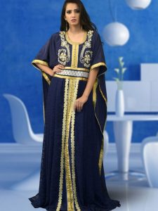 Embroidered Work Formal Dark Blue Color Kaftan